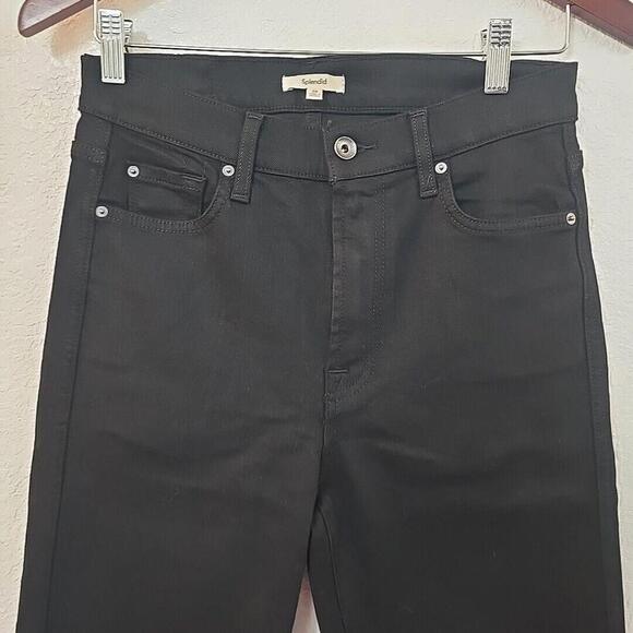 NWT Splendid women's High Waist Slim Kick Crop Ankle Straight Black  Jeans US 28 - Picture 3 of 9